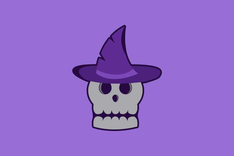 halloween-icon-with-skull-and-witch-hat