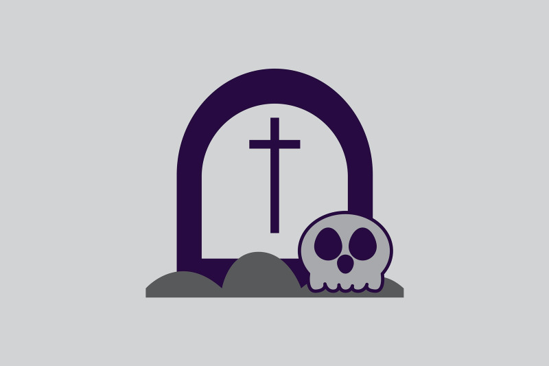 halloween-icon-with-thombstone-and-skull