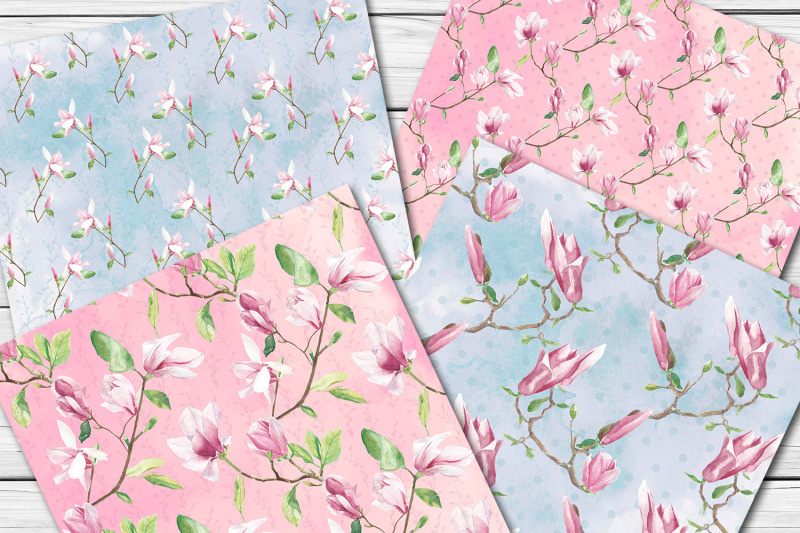 watercolor-magnolia-seamless-patterns
