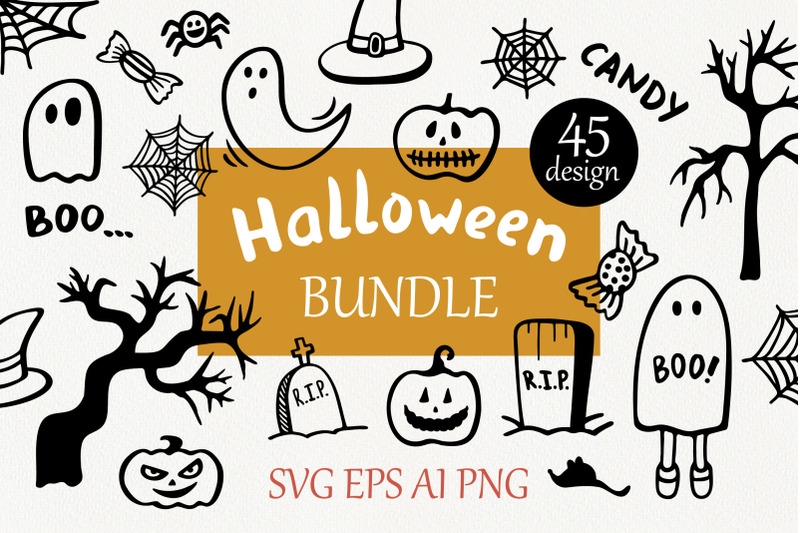 cute-halloween-svg-bundles-doodle-clipart