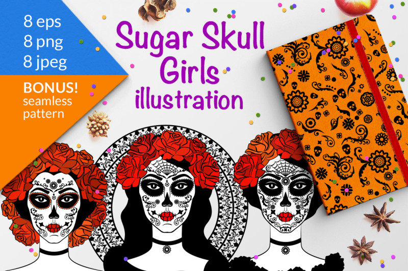 sugar-skull-girls-illustration