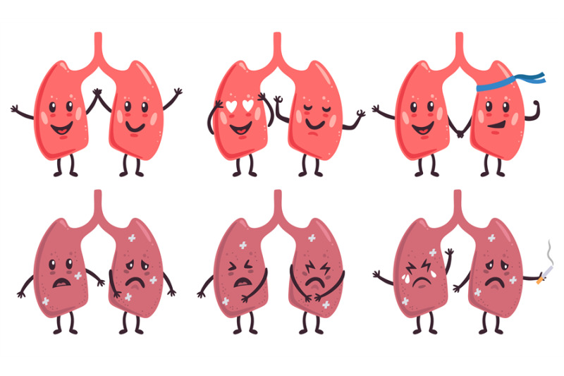 cute-lungs-characters-healthy-and-unhealthy-medicine-human-organs-cha