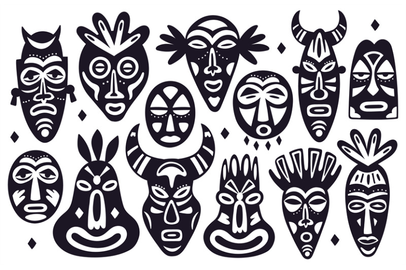 tribal-masks-silhouettes-african-ancient-totem-religion-face-masks-h