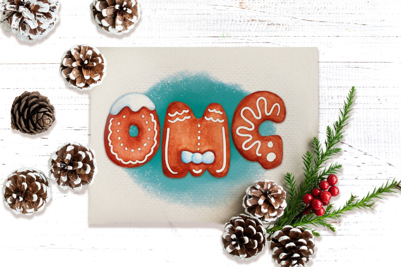 gingerbread-alphabet-watercolor-lettering-clipart