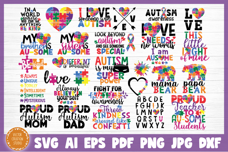 Download Autism Bundle SVG Cut File By VectorCreationStudio | TheHungryJPEG.com
