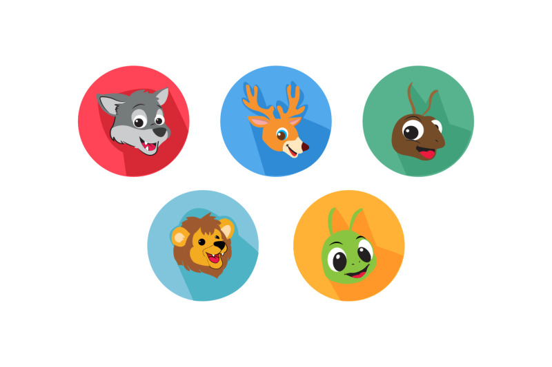 wolf-friends-cartoon-animals-icon-bundle