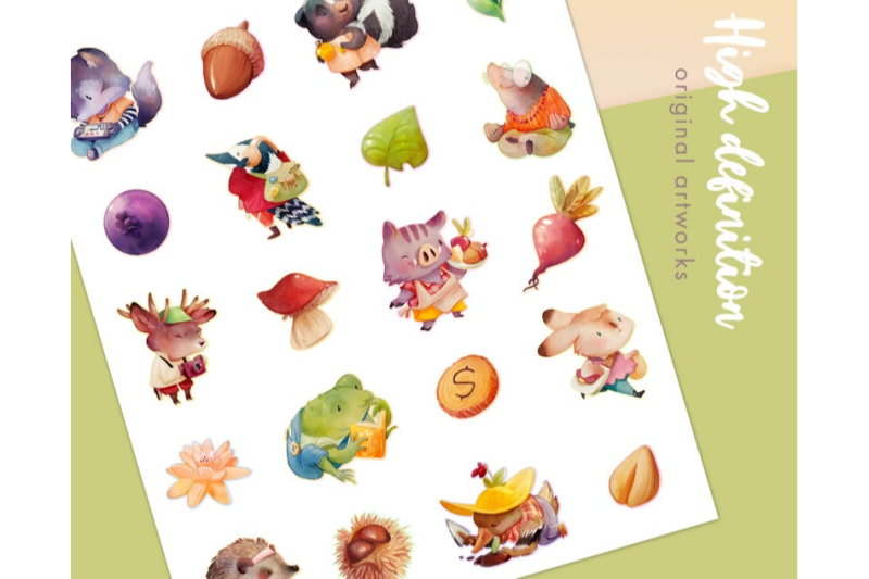 20-woodland-animals-clipart-cute-baby-stickers