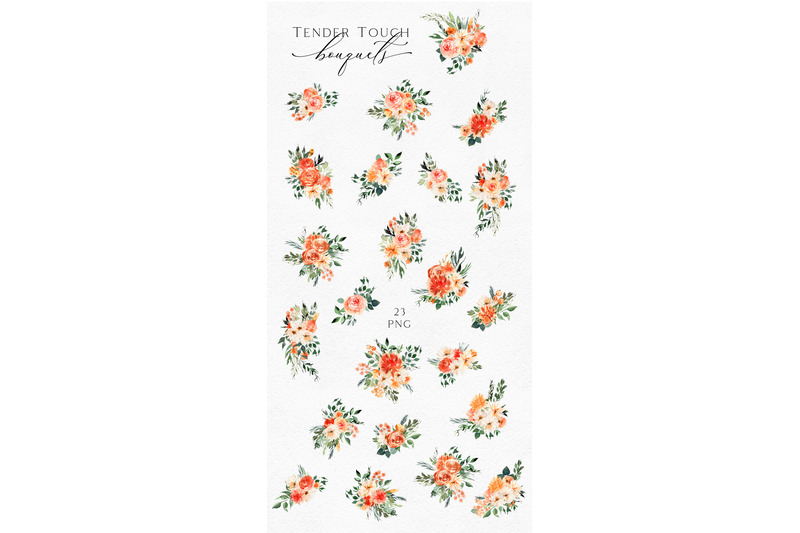 fall-watercolor-floral-clipart-boho-roses-clipart-peach-floral-png