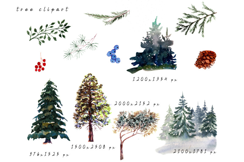 winter-landscape-clipart-watercolor-forest