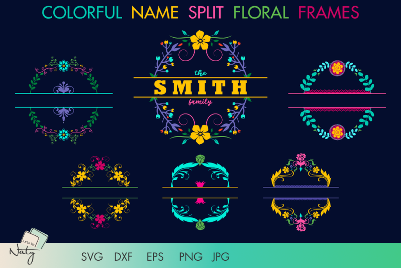 colorful-name-split-floral-frames-svg-for-names-and-titles