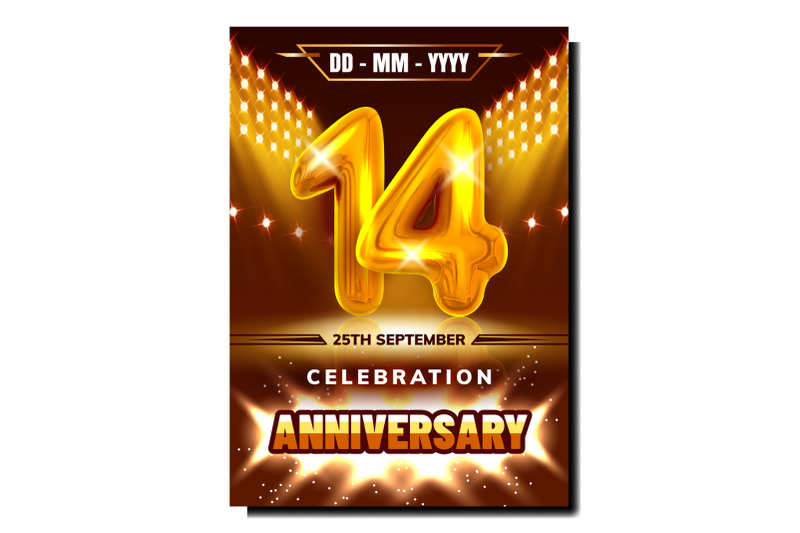 14-celebration-anniversary-promo-poster-vector