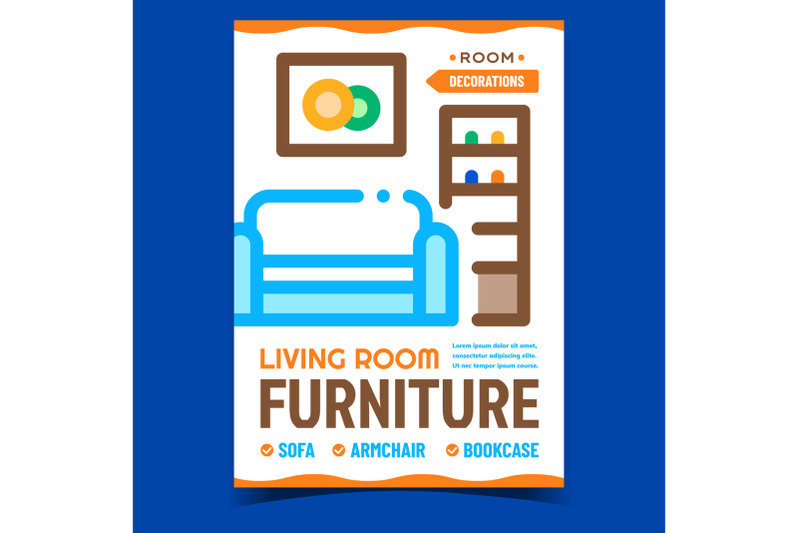 living-room-furniture-promotional-poster-vector