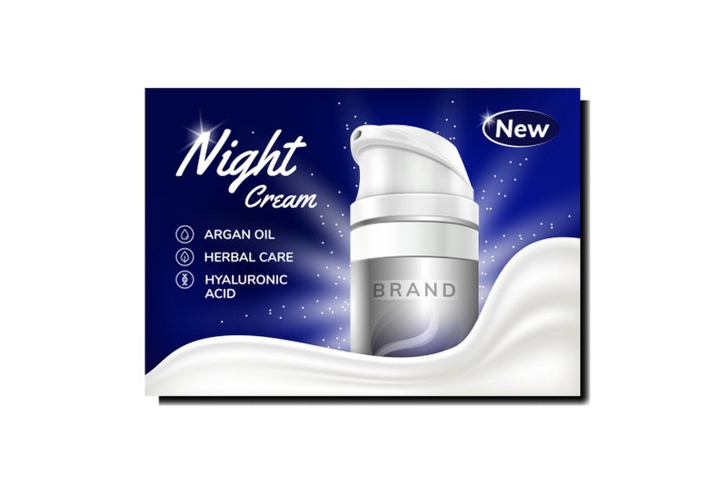 night-cream-spray-creative-promo-banner-vector