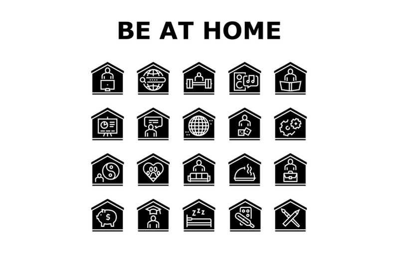 home-training-course-collection-icons-set-vector