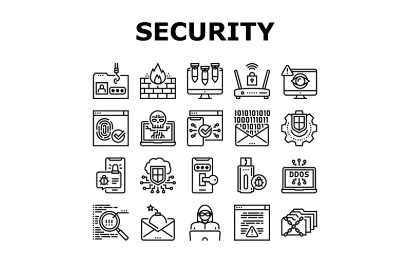internet-security-collection-icons-set-vector