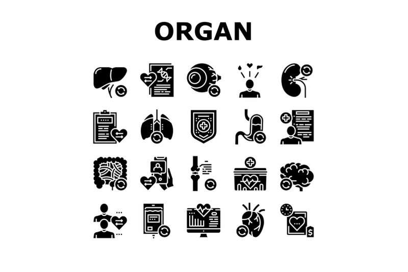 organ-donation-medical-collection-icons-set-vector