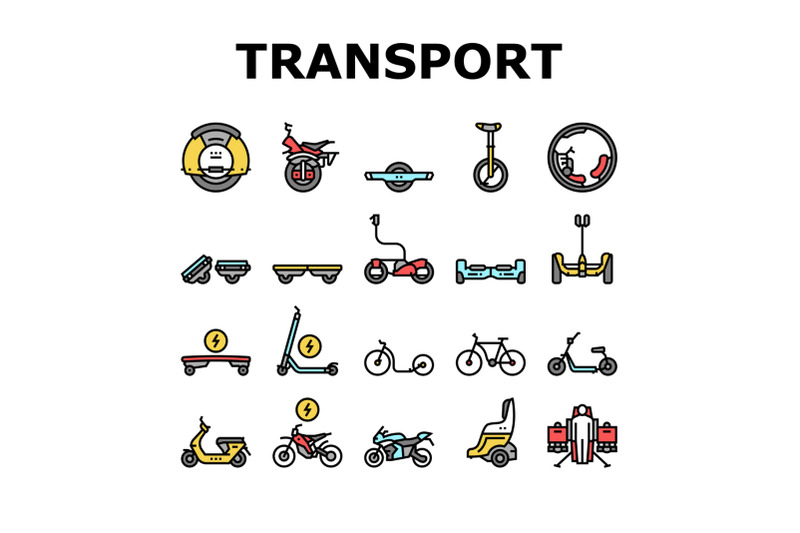 personal-transport-collection-icons-set-vector