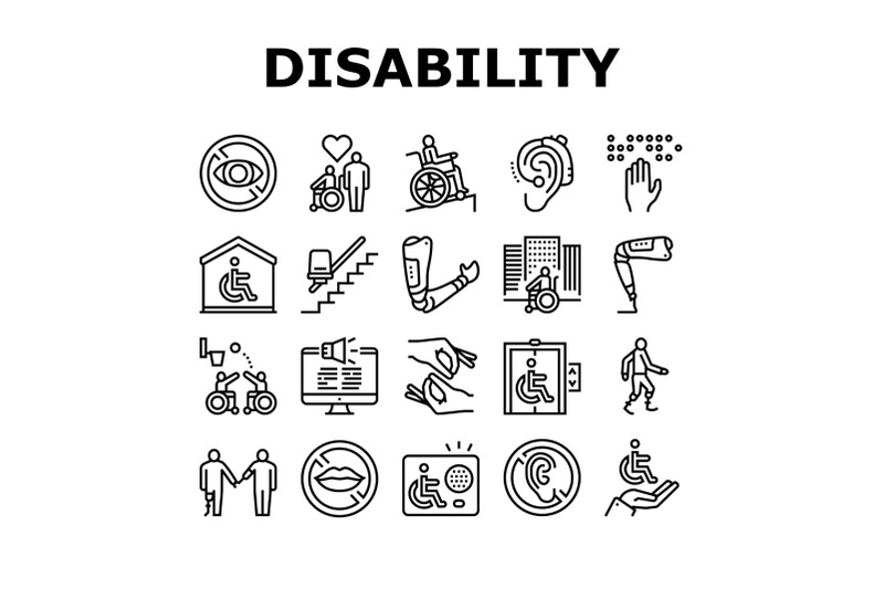 disability-technology-collection-icons-set-vector