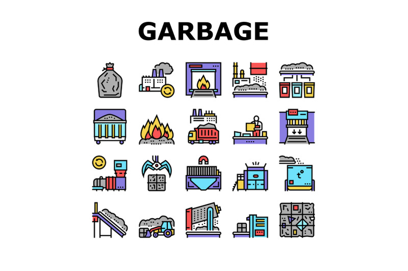 factory-garbage-waste-collection-icons-set-vector