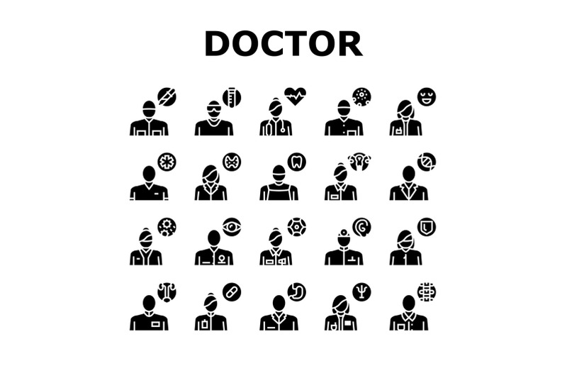 medical-speciality-collection-icons-set-black-vector