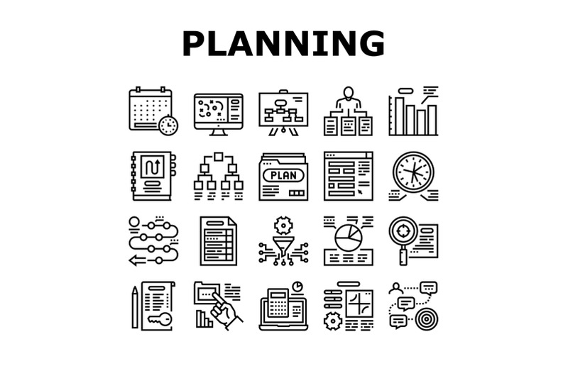 planning-work-process-collection-icons-set-vector