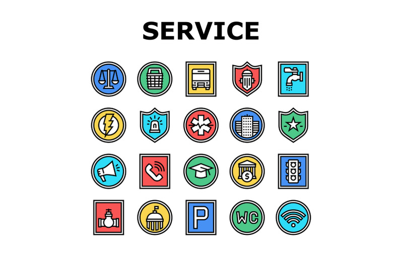 public-service-signs-collection-icons-set-vector
