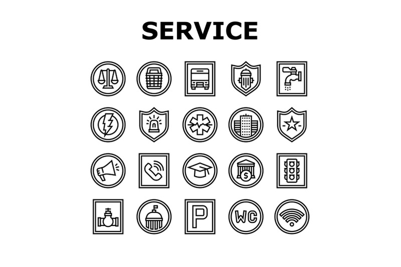 public-service-signs-collection-icons-set-vector