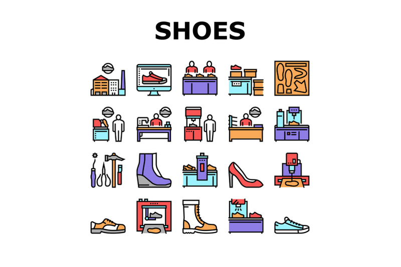 shoes-repair-service-collection-icons-set-vector