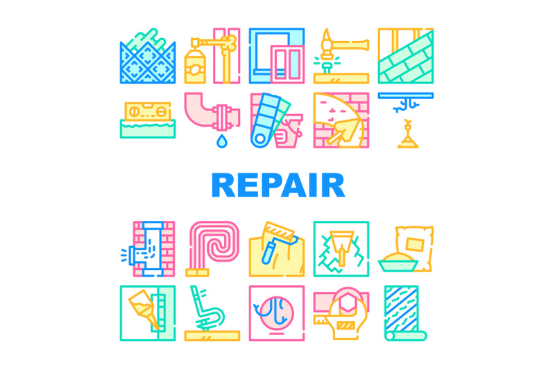 home-repair-service-collection-icons-set-vector