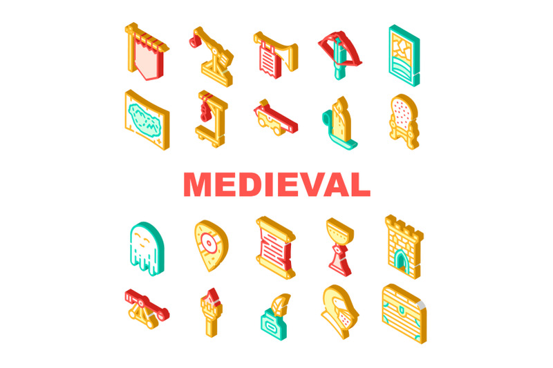 medieval-middle-age-collection-icons-set-vector