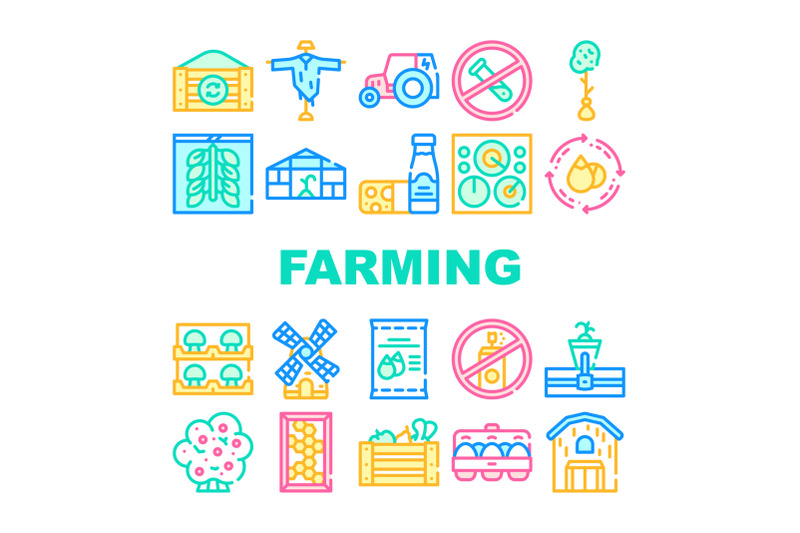 organic-eco-farming-collection-icons-set-vector