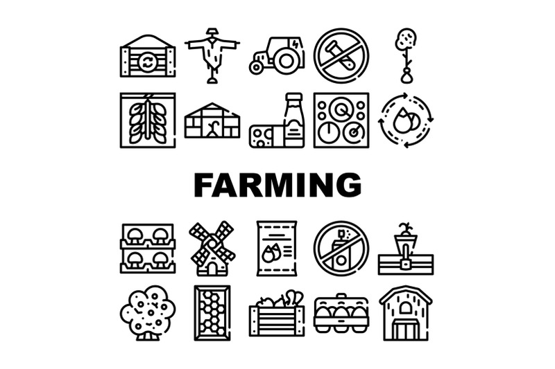 organic-eco-farming-collection-icons-set-vector