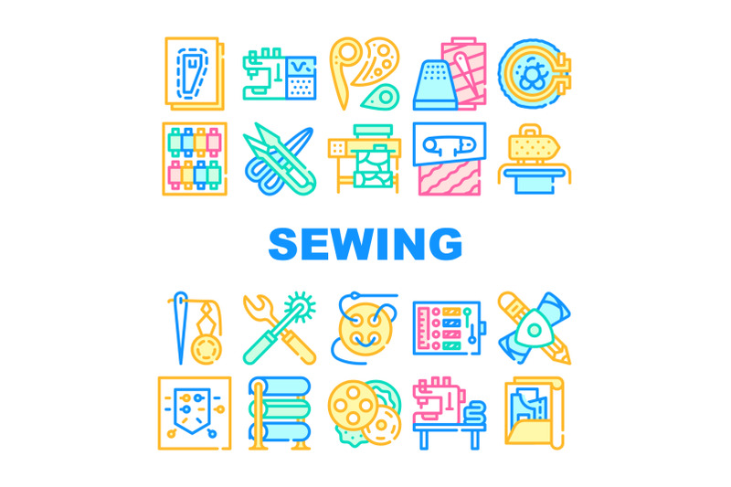 sewing-craft-studio-collection-icons-set-vector