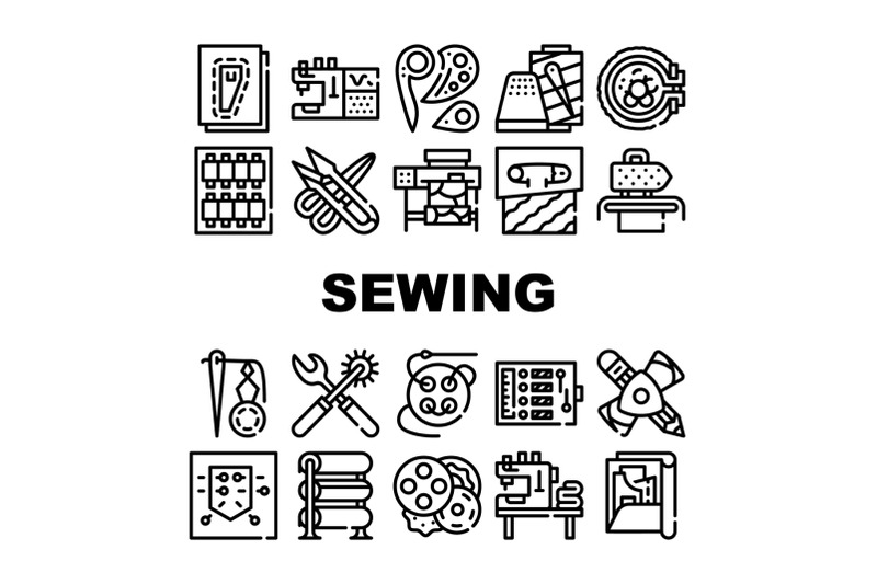 sewing-craft-studio-collection-icons-set-vector