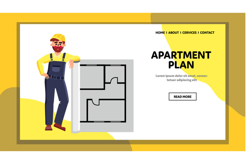 apartment-plan-holding-building-worker-man-vector