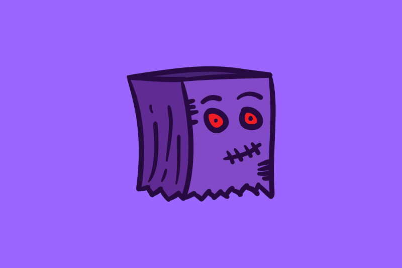 halloween-icon-with-zombie-purple-paper-bag