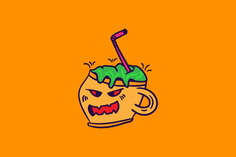 halloween-icon-with-monster-yellow-glass