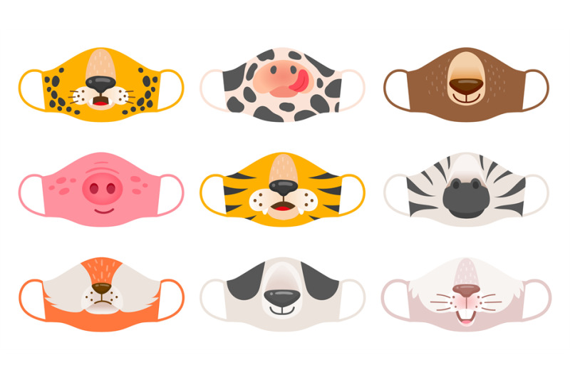 medical-mask-with-animals-faces-tiger-pig-and-zebra-bear-and-rabbit