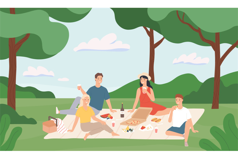 friends-at-picnic-happy-young-men-and-women-having-lunch-together-out