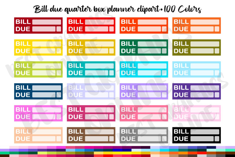 100-bill-due-quarter-box-planner-clipart