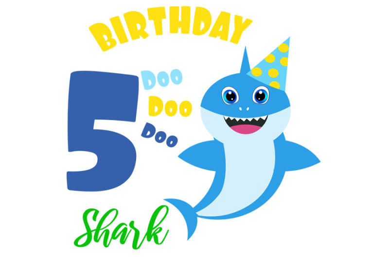 Download 5th Birthday shark Svg, Boy Birthday Shark clipart, funny ...