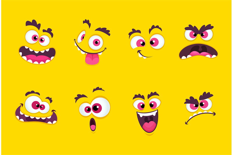 cartoon-faces-emotions-smirk-expressions-smile-mouth-with-teeth-and