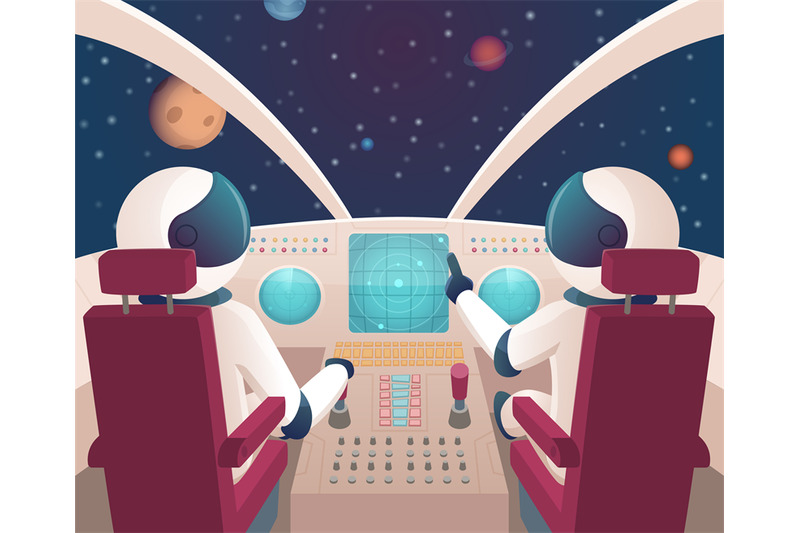 pilots-in-spaceship-shuttle-cockpit-with-pilots-in-costumes-vector-ca