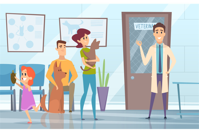 professional-veterinarian-pets-with-their-owners-in-reception-at-the