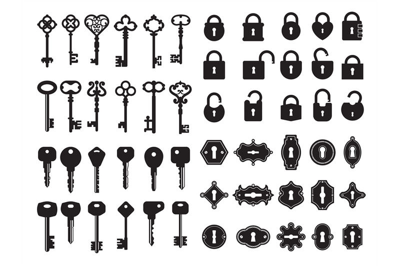 keys-and-keyhole-logo-collection-of-modern-and-retro-house-keys-secre