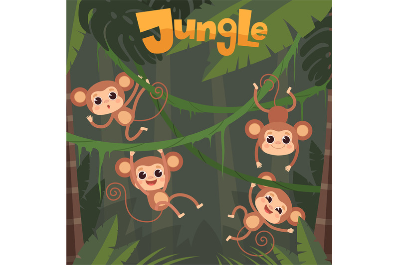 monkey-playing-little-wild-animals-sitting-and-eating-banana-on-jungl