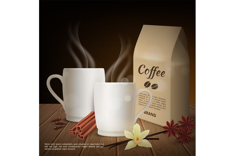 vector-realistic-cup-of-coffee-and-toppings-background