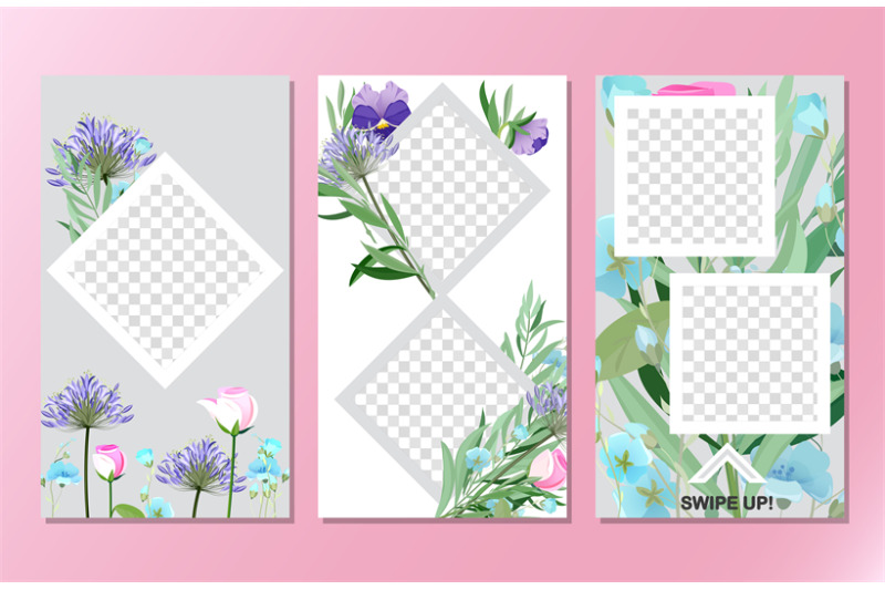 floral-social-media-stories-background-vector-template