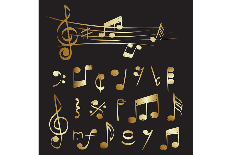 gold-musical-note-of-set-vector-collection