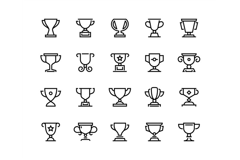 trophy-cup-line-icons-competition-prize-and-sport-team-awards-winner